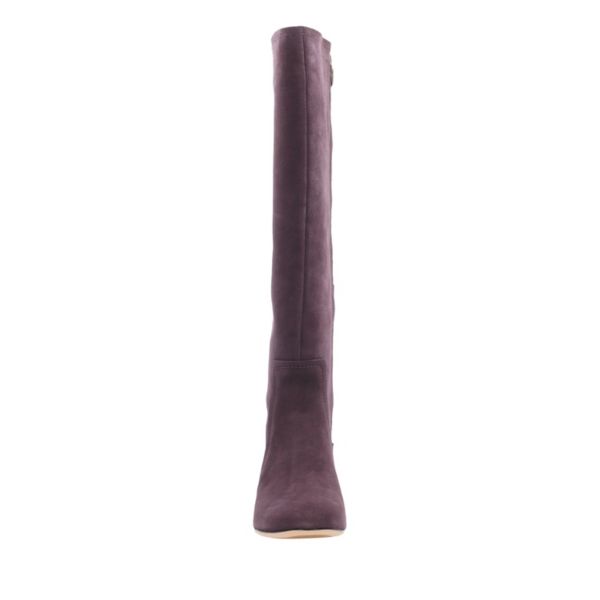 Clarks Womens Orabella Ava Knee High Boots Aubergine Suede | UK-6519723